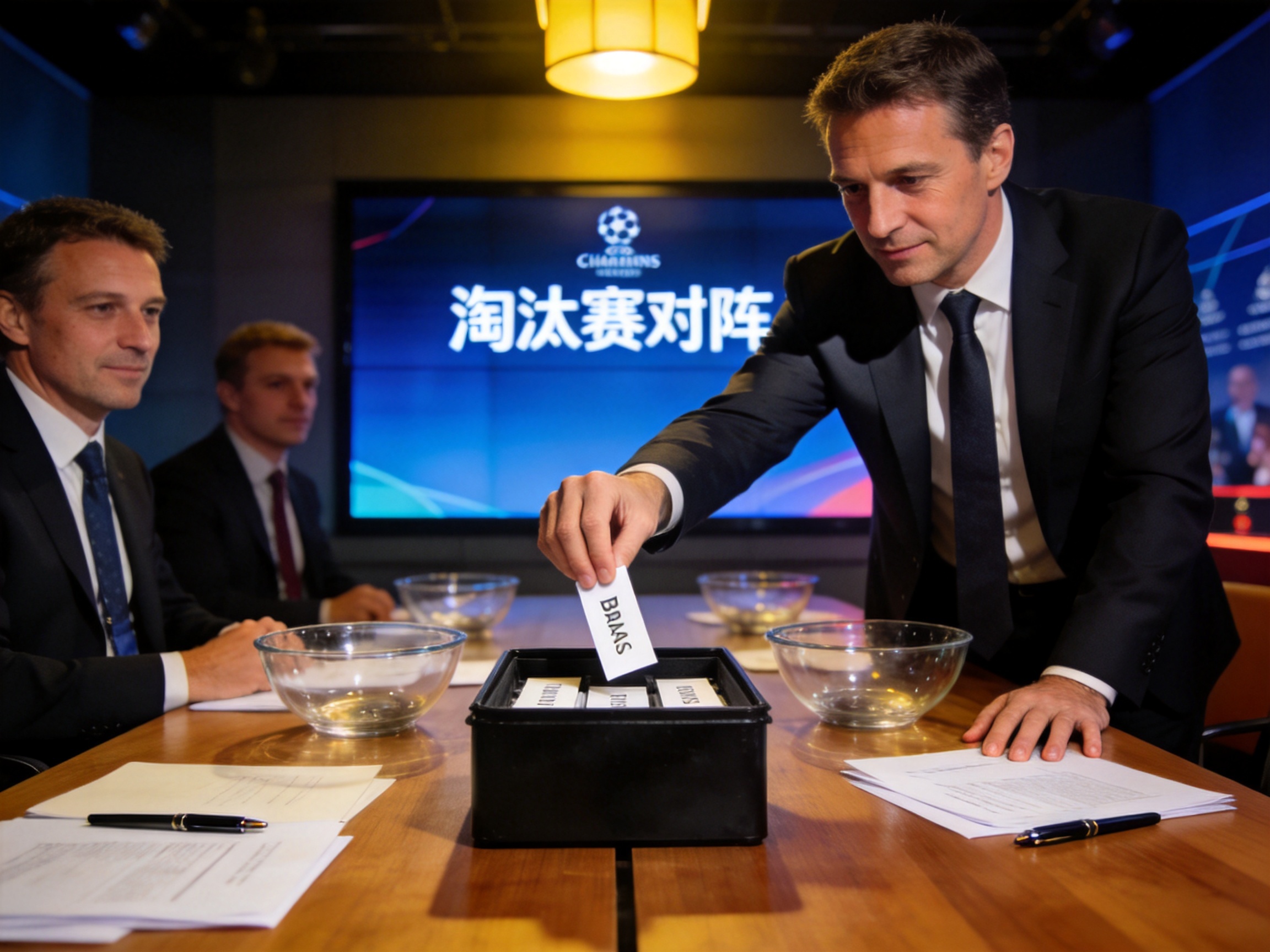 欧冠淘汰赛抽签仪式现场图片
